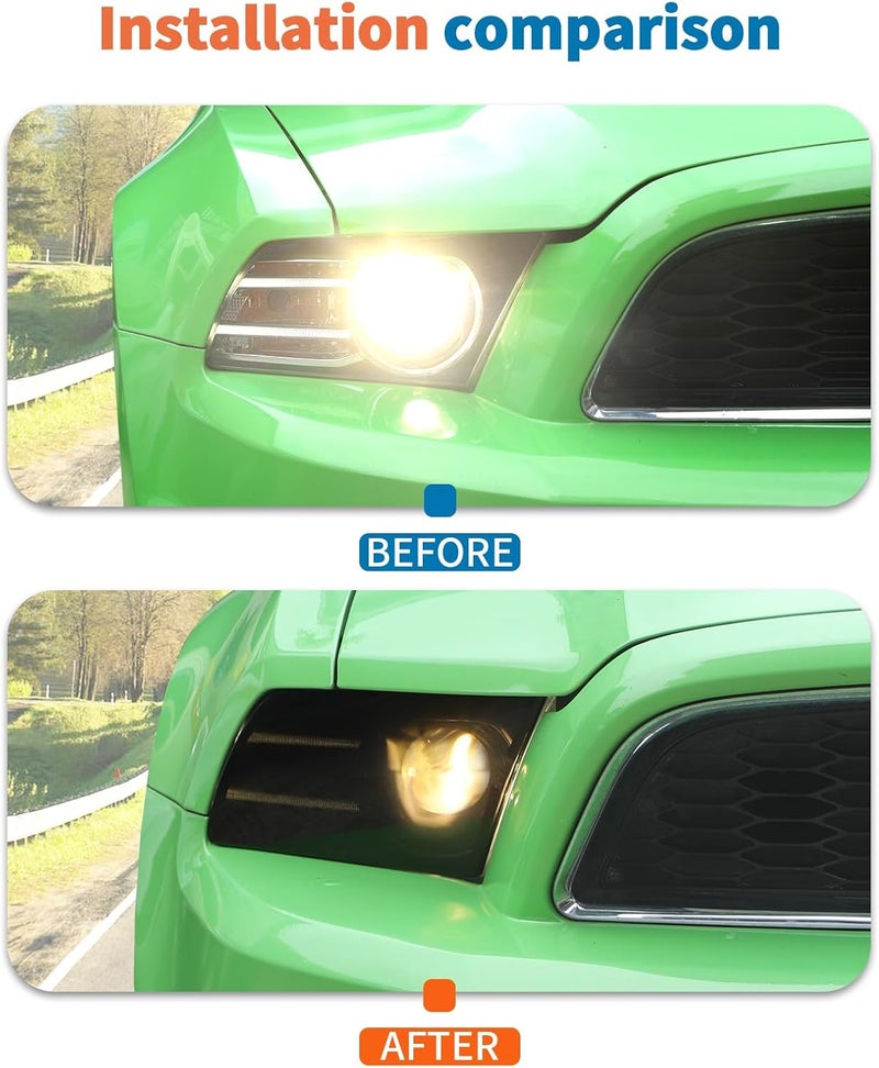 JeCar Front Headlight Cover Smoked Tint Trim Covers Fit for Ford Mustang 2010-2014 - Image 2